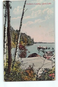 Vecchia cartolina d'epoca 1911 di Rockmere Landing Queen Lake PM Athol MA - Foto 1 di 2