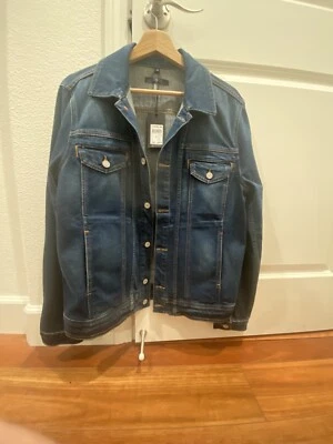 7 For All Mankind Hombres - Chaqueta de Camionero Denim Vintage - Mediana - Nueva con Etiquetas Foto 1 de 4