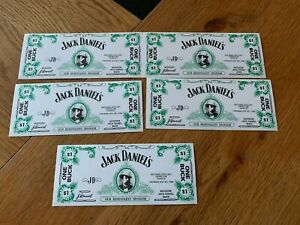 5 Jack Daniels One Buck Dollar  Bills  from the USA