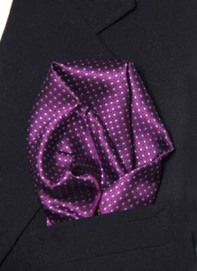 SW Gascoigne Purple Silk Polka Dot Pocket Square Men's - Picture 1 of 3