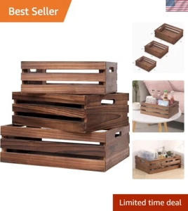 Large Rustic Black Wooden Crates - Decorative Storage Boxes for Home Decor - Picture 1 of 10