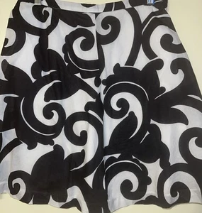 J Crew schwarz & weiß Rolldruck Big Swirls Rock Größe 6 Reißverschluss hinten alle Baumwolle - Bild 1 von 6