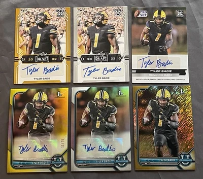 Tyler Badie 2022 1st Bowman Chrome U Yellow /75~Silver +3 ALL-Auto’s & /50 RC’s - Image 1 of 4