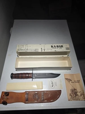 Réplica de faca Ka-Bar Segunda Guerra Mundial USMC década de 1980 vintage estado não usado - Imagem 1 de 4