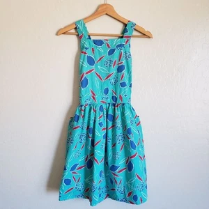J.Crew Crewcuts Cross-Back Dress in Blue Lemon Kids Girls 12 100% Cotton Summer - Picture 1 of 12