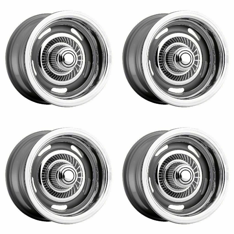 Juego 4 ruedas 15" Vision American Muscle 55 Rally plateadas 15x8 5x4,5 5x4,75 -6 mm Foto 1 de 4