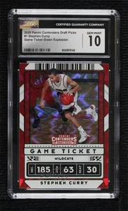 2020 Contenders Draft Picks Game Ticket Green Explosion Stephen Curry #1 CGC 10 - Picture 1 of 3
