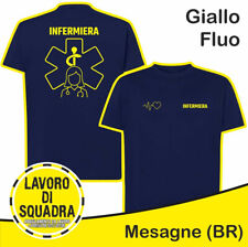 T-Shirt Maglietta INFERMIERE GIALLO FLUO Ospedale Soccorso Reparto Pronto Inferm