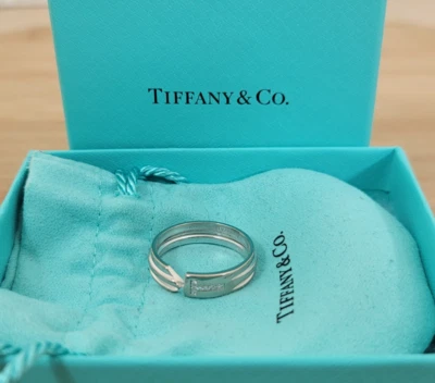 Tiffany & Co. Modern Key 18kt White Gold Ring Diamond T Men's Size 10 8.8g - Image 1 of 4
