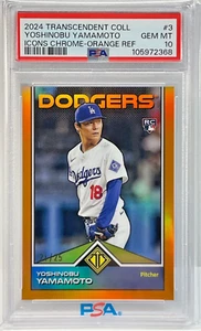 PSA 10 GEM 2024 TOPPS TRANSCENDENT YOSHINOBU YAMAMOTO #/25 ORANGE REFRACTOR RC - Picture 1 of 2