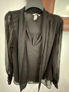 H&M black sheer sleeve blouse size 10 - Picture 1 of 5
