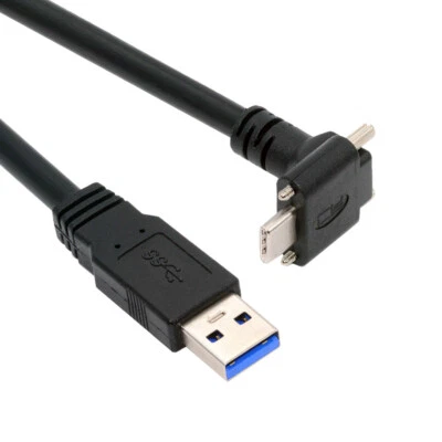 Cablecy Down Up Angled USB 3.1 Type-C Dual Screw Locking to USB3.0 Cable - Image 1 of 4