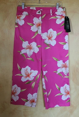 NWT Ralph Lauren Pink Hibiscus Kauai Tropical Cropped Capri Pants Sz 6 - Image 1 of 4