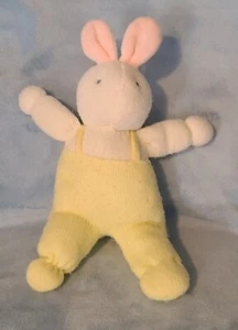 VTG Eden Bunny White Yellow Sweater Knit Overalls Rabbit Stuffed Plush Toy - Picture 1 of 3