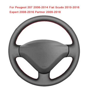 Super Soft Durable Black Leather Car Steering Wheel Cover For Peugeot-207 - Picture 1 of 8