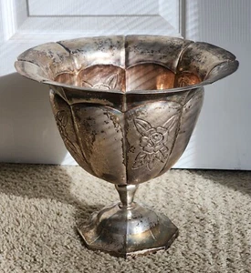 Jarrón pedistal vintage Sterling Maciel patrón floral deslustrado más de 2 lb esterlina - Imagen 1 de 7