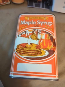 VINTAGE CANADIAN PURE MAPLE SYRUp TIN BARBER'S SUGER BUSH ONTARIO Can - Picture 1 of 6