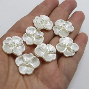 50 pcs Ivory Acrylic Pearl Flower Bead Caps 20mm Center Hole Sewing Craft DIY - Picture 1 of 8