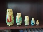Rare poupée de nidification empilable Matryoshka en bois vintage pères fondateurs américains 5 pièces
