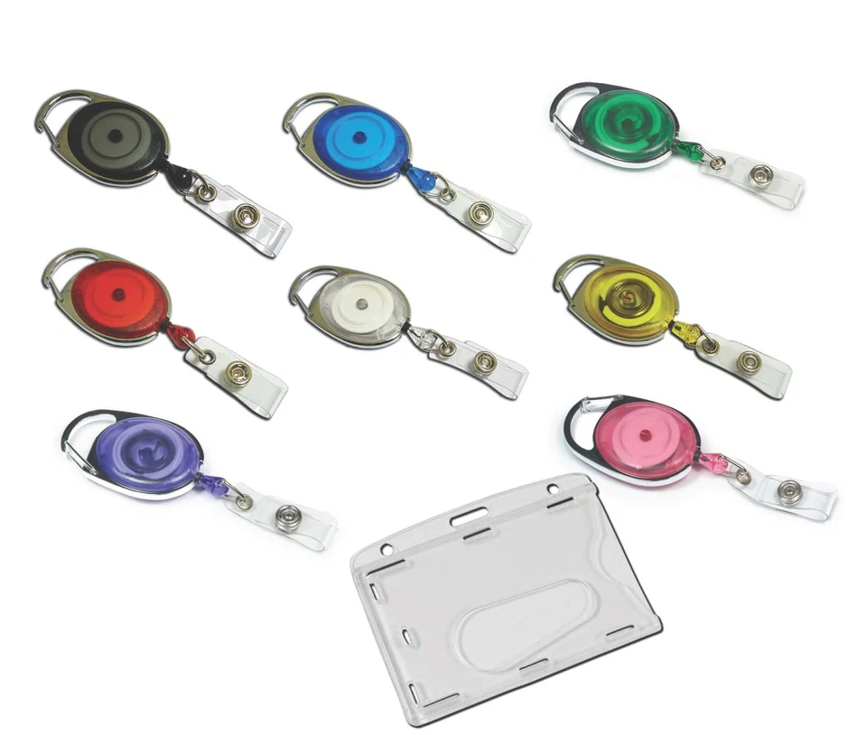 Retractable Key Reel SKI Pass & Premium Enclosed ID Card Security Badge Holder - Image 1 of 1