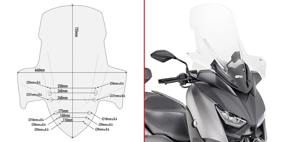 PARABREZZA GIVI YAMAHA X-MAX 400 dal 2018 al 2021 COD. D2136ST - Immagine 1 di 1