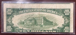 1950 $10 Ten Dollar Note Off Center Miscut Error Rear - Picture 1 of 4