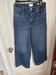 Frame Jeans Women’s Size 30 Le Slim Palazzo High Rise Wide Leg Fringed - Picture 1 of 14