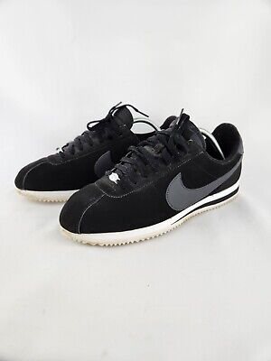 Nike Cortez Leather Black Silver Sneakers Sho...