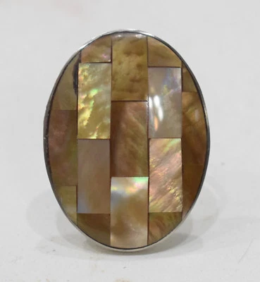 Anillo con incrustaciones de madreperla anillo ajustable de plata Indonesia Foto 1 de 2