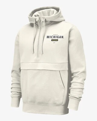 Nike Unisex S College Club (Michigan) 1/2 Cremallera Sudadera con Capucha DQ9674-030 Blanco Nuevo Foto 1 de 4
