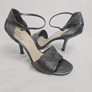 Via Spiga Mettalic Silver Strappy Heeled Sandals Size 9 - Picture 1 of 8