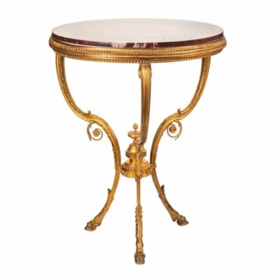A gilt-bronze and red marble guéridon table - Image 1 of 4