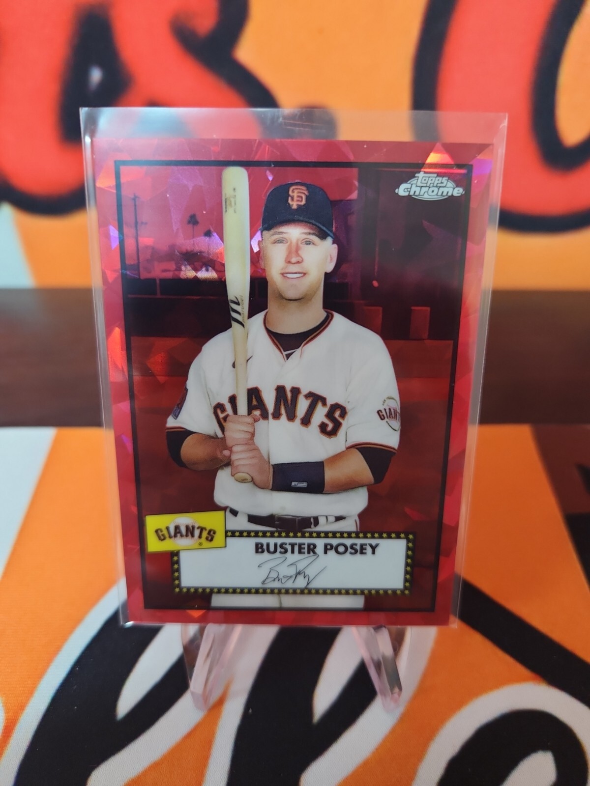 2021 Topps Chrome Platinum Anniversary Buster Posey Red Atomic Refractor #60/100