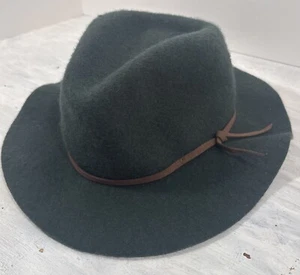 Brixton Valley Wide Brim Wool Moss Green Fedora Hat New Sz OS One Size Fits Most - Picture 1 of 9