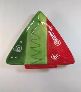 Ceramic Christmas Tree Shape Cookie Plate Candy Dish, Holliday - Picture 1 of 6