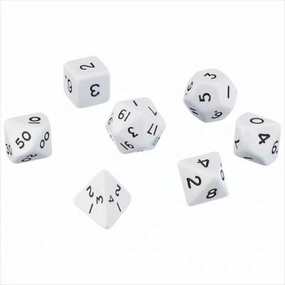 PEGASUS SPIELE VERLAGS- UND MEDIENVERTRIEBSGESELLSCHAFT MBH Pegasus Würfel - Opaque: Weiss (7er-Set in Acrylbox) Neu & OVP