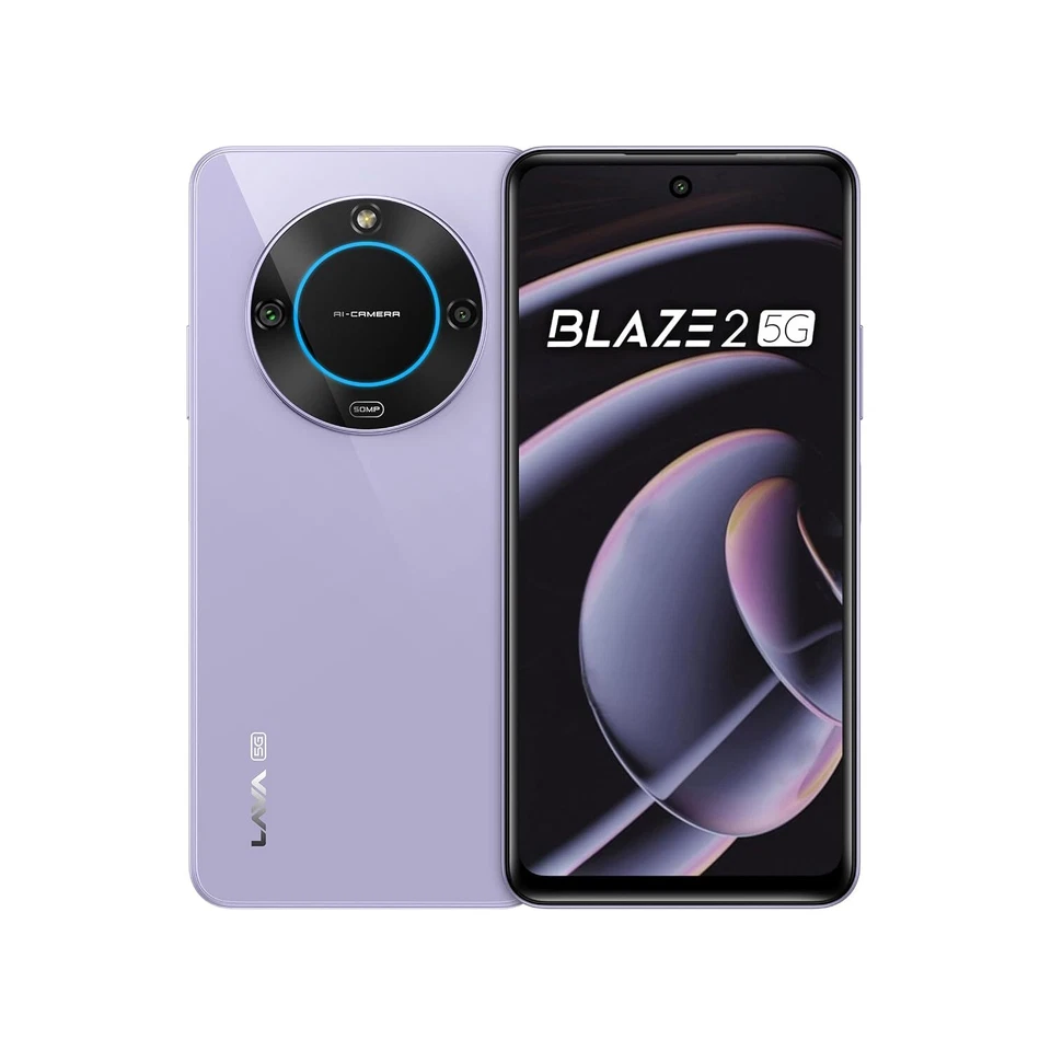 Lava Blaze 2 5G (Glass Lavender, 6GB RAM, 128GB Storage)| Stunning Ring Lig - Image 1 of 4