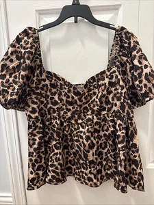 Woman elegant Leopard print shirt size large - Picture 1 of 4