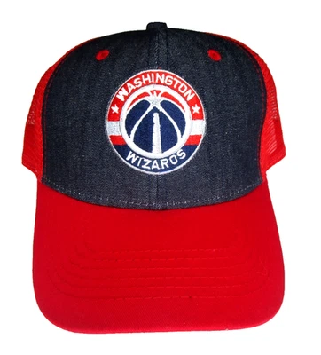 НОВЫЙ ~ Washington Wizards сетки бейсболки водитель грузовика шляпа ~ джинсовой ткани синий/красный - Изображение 1 из 3