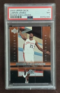2003-04 Upper Deck Rookie Exclusives - Star Rookie LeBron James #1 (RC) PSA 7 - Picture 1 of 2