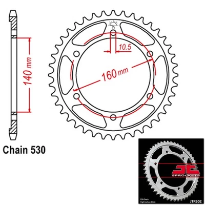 Roda dentada traseira de aço JT 530 passo 50 dentes Kawasaki ZR 1100 (1992-1995) - Imagem 1 de 2