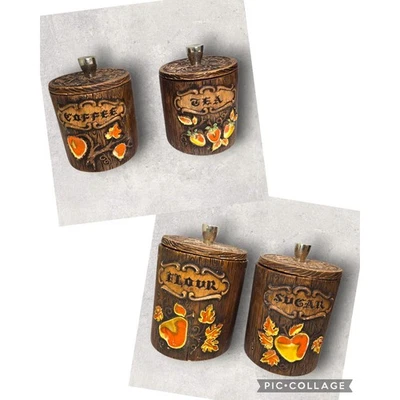 Treasure Craft Apples Ceramic Kitchen Canisters Set - Vintage MCM - Image 1 of 4