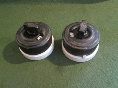 Two Vintage Ceramic and Bakelite Rotary Electric Switches with Visible On Off - Image 1 of 4