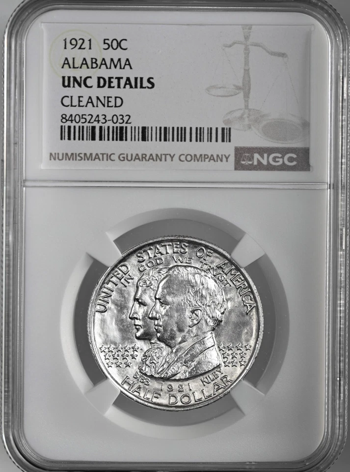 1921 50C ALABAMA SILVER HALF DOLLAR NGC UNC DETAILS "CLEANED"  #8405243-032 - Image 1 of 4