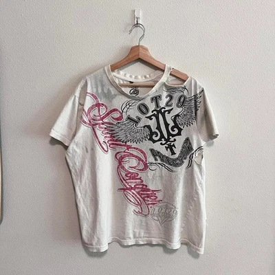 Lote De Colección 29 THrashed Distressed Grunge Gótico y2K Camiseta Blanca Talla Grande Foto 1 de 4