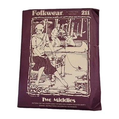 Folkwear Sewing Pattern 211 Two Middies For Men Women Shirts Pleated Skirt Uncut - Image 1 of 4