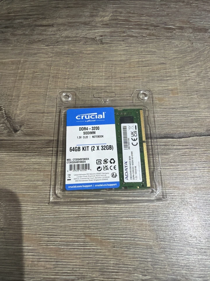 Crucial 64GB 3200 MHz CL22 DDR4 SO-DIMM RAM - Image 1 of 1