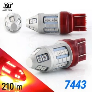 7443 7440 7444 50W Red LED Rear Brake Stop Parking Tail Lamp Light Bulbs Pair - Picture 1 of 10