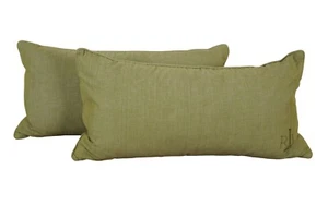 2 Lauren Ralph Lauren Olive Green Monogram Lumbar Pillows Down Fill 27 x 14" - Picture 1 of 10