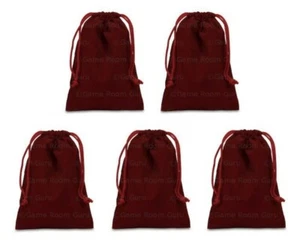 NUEVO Juego de 5 Piezas 4 x 5.5 Bolsas de Tela de Terciopelo - Bolsa RPG D&D - Borgoña - Imagen 1 de 2